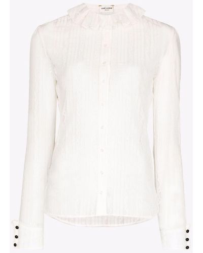 Saint Laurent Lace Shirt - Women's - Silk/cotton - White