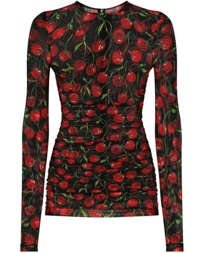 Dolce & Gabbana Cherry-print Long-sleeve T-shirt - Black