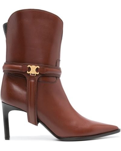 Celine Triomphe Harness 80 Leather Boots - Brown