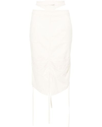 ANDREADAMO White Cut-out Drawstring Midi Skirt