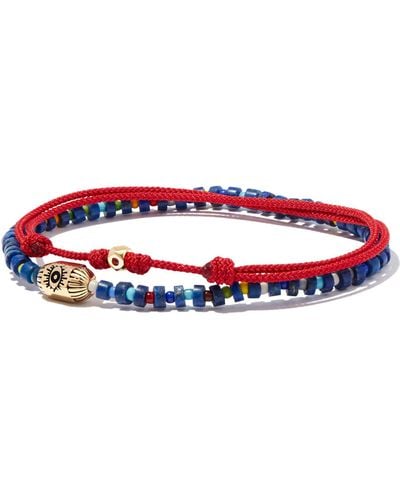 Luis Morais 14k Yellow Beaded And Cord Bracelet Set - Red