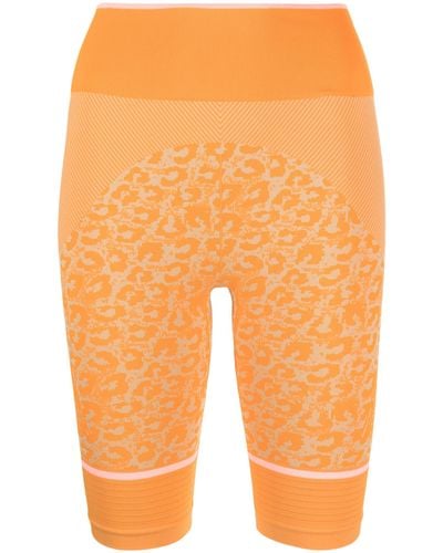 adidas By Stella McCartney Leopard-print Seamless Cycling Shorts - Orange