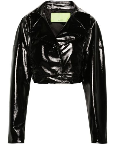GAUGE81 Kitara Patent Cropped Jacket - Women's - Acetate/polyester/polyurethane/cupro - Black