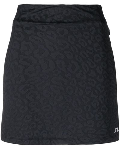 J.Lindeberg Denise Leopard-pattern Skirt - Black