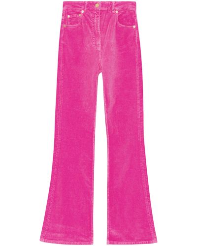 Ganni Corduroy Organic-cotton Blend Flared Jeans - Pink