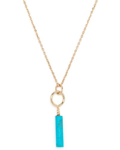 Luis Morais 14k Gold Large Screw Turquoise Pendant Necklace - Men's - Turquoise/14kt Gold - Blue