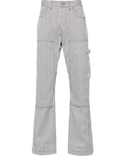 Amiri White Striped Cotton Pants - Men's - Cotton - Gray