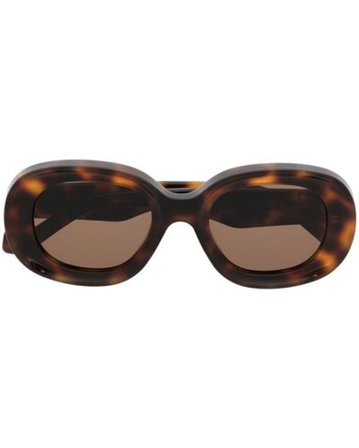 Loewe Logo-detail Round-frame Sunglasses - Brown