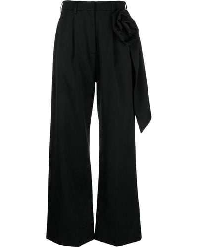 Simone Rocha Ribbon Applique Wool Pants - Women's - Virgin Wool - Black