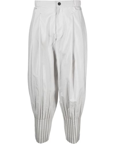 Homme Plissé Issey Miyake Pleated Tapered Trousers - White