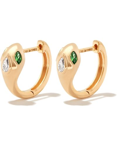 Anita Ko 18k Yellow Snake Diamond And Emerald huggie Earrings - Metallic