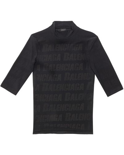 Balenciaga Perforated-logo T-shirt - Blue