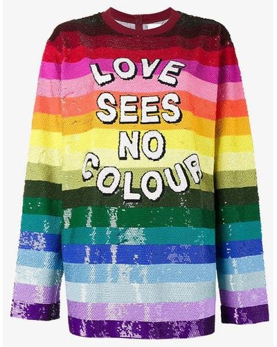 Ashish Love Sees No Colour Sequin-embellished Silk Top - Multicolour