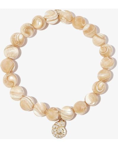 Sydney Evan 14k Yellow Shell Mother Of Pearl Diamond Beaded Bracelet - Metallic