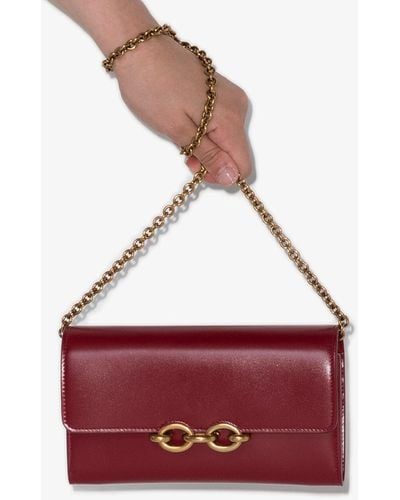 Saint Laurent Le Maillon Leather Wallet On Chain - Women's - Leather - Red