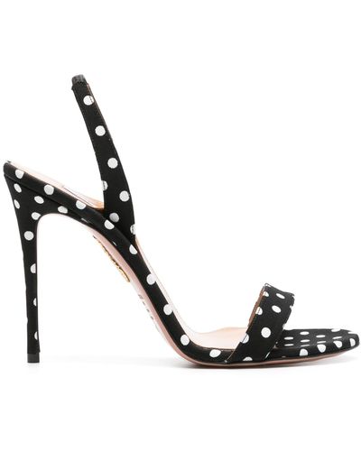 Aquazzura So Nude 105 Polka Dot Sandals - Women's - Fabric/calf Leather - Metallic