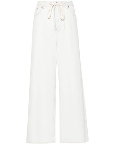 MM6 by Maison Martin Margiela Wide Leg Jeans With Drawstring - White