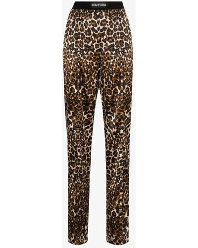 Tom Ford Silk Leopard Print Trousers - Women's - Silk/spandex/elastane - Black