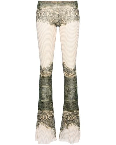 Jean Paul Gaultier White The Cartouche-print Flared Pants - Women's - Polyamide - Natural