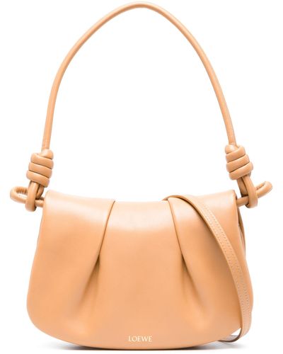 Loewe Neutral Paseo Leather Cross Body Bag - Natural