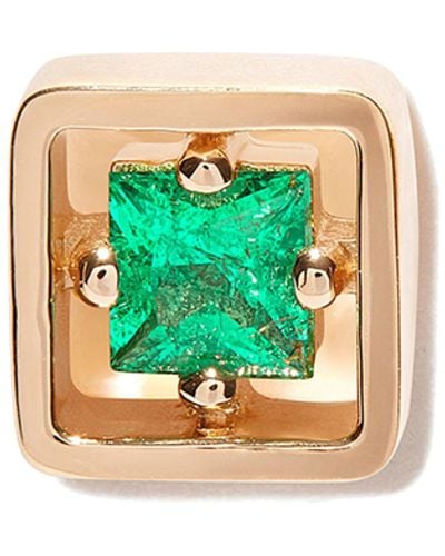 Suzanne Kalan 18k Yellow Emerald Stud Earring - Green