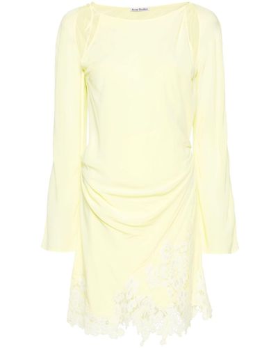 Acne Studios Lace Trim Dress - Women's - Polyester/viscose/lyocell - Yellow