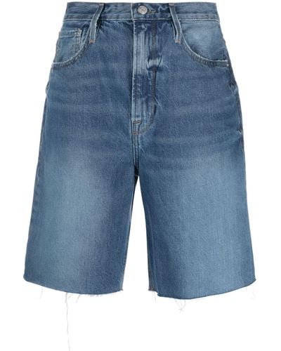 FRAME Frayed-edge Denim Shorts - Blue