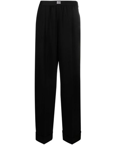Miu Miu Logo-waistband Trousers - Black