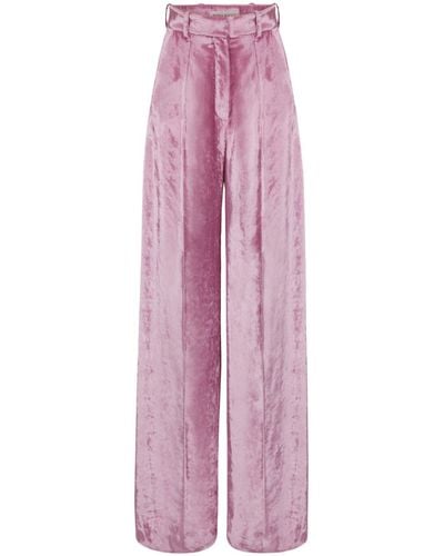Nina Ricci Velvet Palazzo Trousers - Women's - Viscose/cupro - Purple