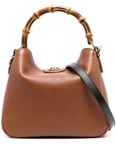 Gucci Diana Small Leather Tote Bag - Brown