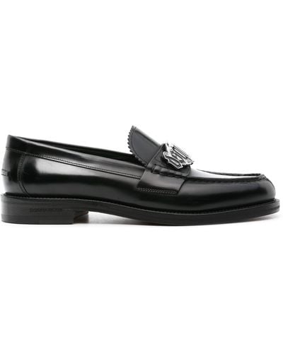 DSquared² Logo-plaque Leather Loafers - Black