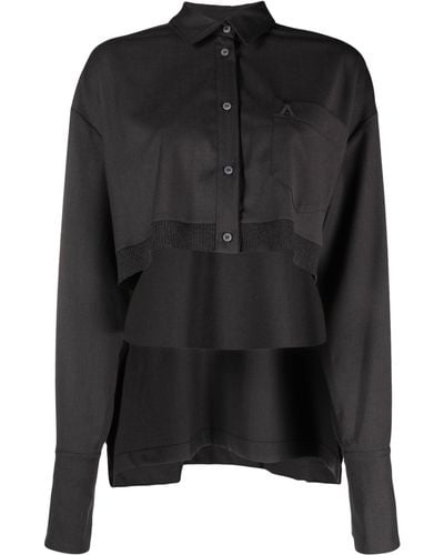 ANDREADAMO High-low Ribbed-edge Shirt - Black