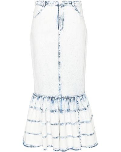 Huishan Zhang Noelani Denim Midi Skirt - White
