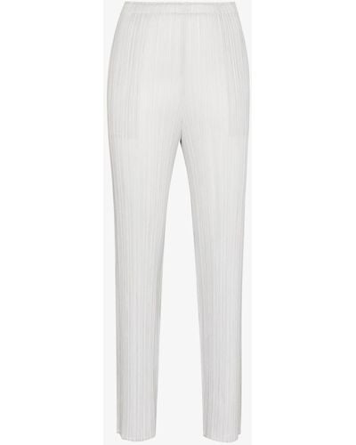 Pleats Please Issey Miyake Plissé Tapered-leg Cropped Trousers - White