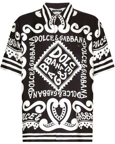 Dolce & Gabbana Marina-print Silk Shirt - Black