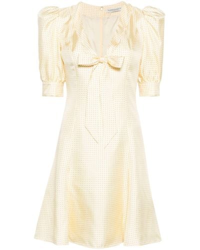 Alessandra Rich Polka Dot Silk Mini Dress - Women's - Cupro/silk/polyamide - Natural