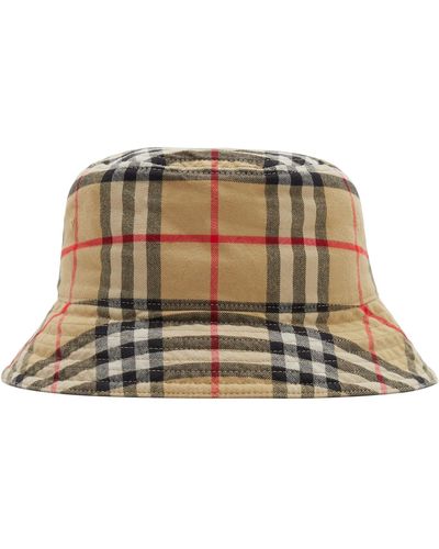 Burberry Vintage Check Cotton Bucket Hat - Natural