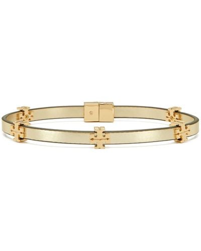 Tory Burch Gold-tone Eleanor Leather Bracelet - Metallic