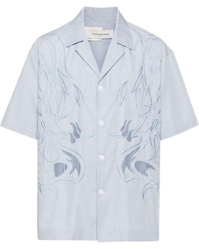 Feng Chen Wang Phoenix-embroidered Cotton Shirt - Men's - Cotton - Blue