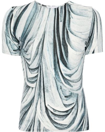 Rabanne Statue-print Crew-neck T-shirt - Women's - Elastane/viscose - Blue