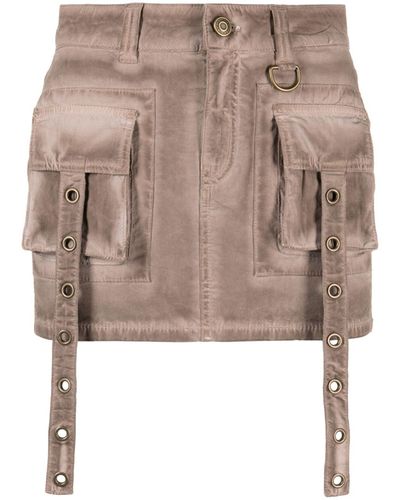 Blumarine Faded-effect Cargo Mini Skirt - Brown