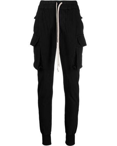 Rick Owens Drawstring Cotton Cargo Trousers - Black