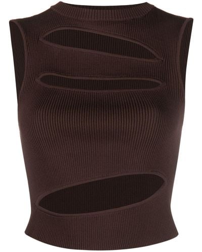Christopher Esber Cut-out Ribbed-knit Top - Brown