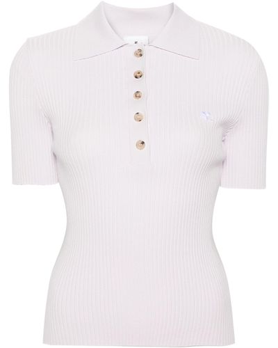 Courreges Ribbed-knit Polo Shirt - White