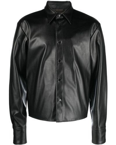 MM6 by Maison Martin Margiela Long-sleeve Faux-leather Shirt - Men's - Polyurethane/polyester - Black