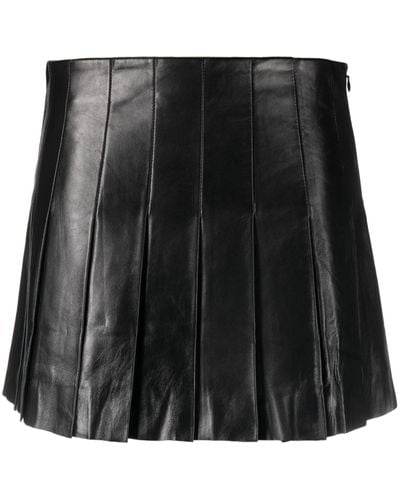 Stand Studio Pleated Leather Miniskirt - Black