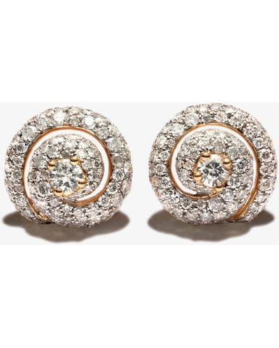 Yvonne Léon 18k Yellow Coquillage Diamond And Sapphire Stud Earrings - Metallic