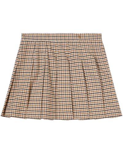 Palm Angels Check-pattern Pleated Miniskirt - Natural