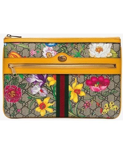 Gucci Ophidia Flora Clutch Bag - Yellow