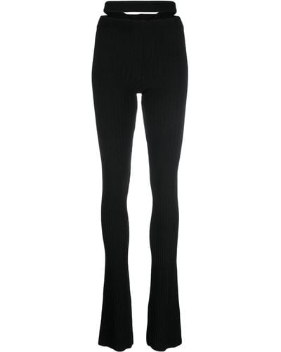 ANDREADAMO Andreādamo - Cut-out Flared Ribbed-knit Trousers - Black
